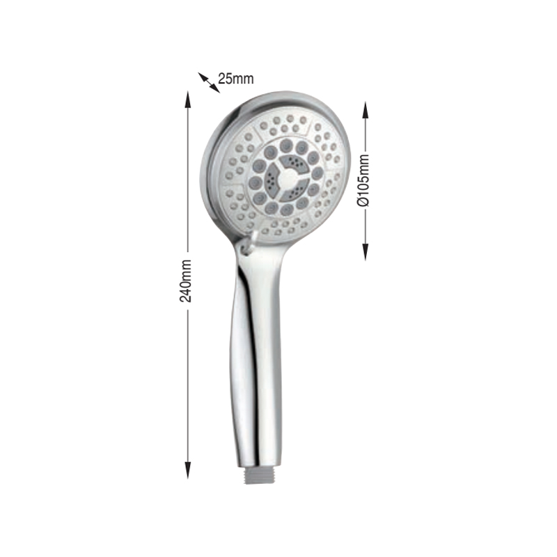 Bathroom chromed 5 settings ABS showerhead and hand shower combo handheld shower head